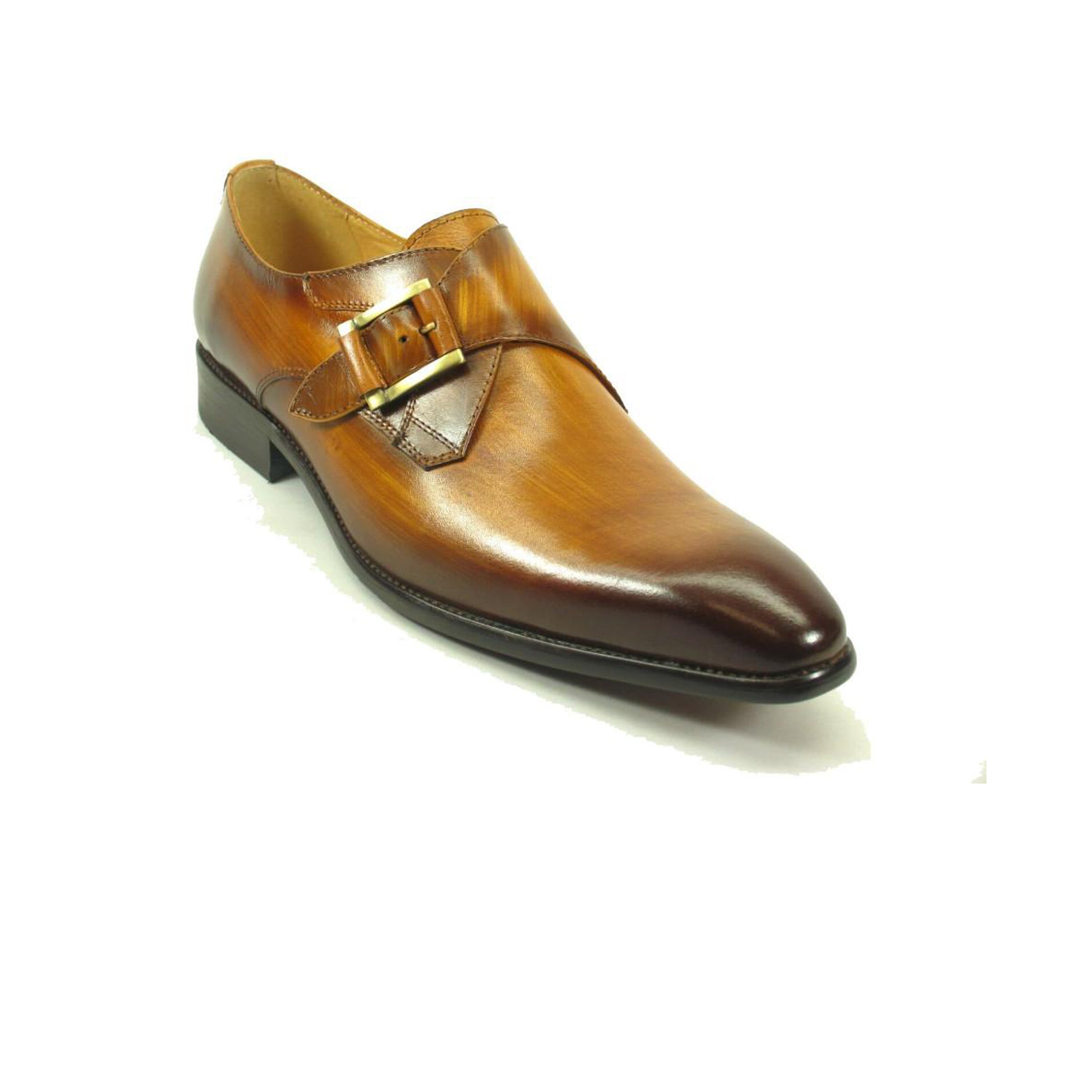 Mens Carrucci Classic Leather Fade Single Buckle Monk Strap Dress Shoe in Black 2   - from alligatorwarehouse.com