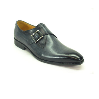 Mens Carrucci Classic Leather Fade Single Buckle Monk Strap Dress Shoe in Black 3   - from alligatorwarehouse.com