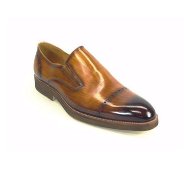 Mens Carrucci Leather Captoe Fade Slip On Dress Shoe in Burgundy 2   - from alligatorwarehouse.com