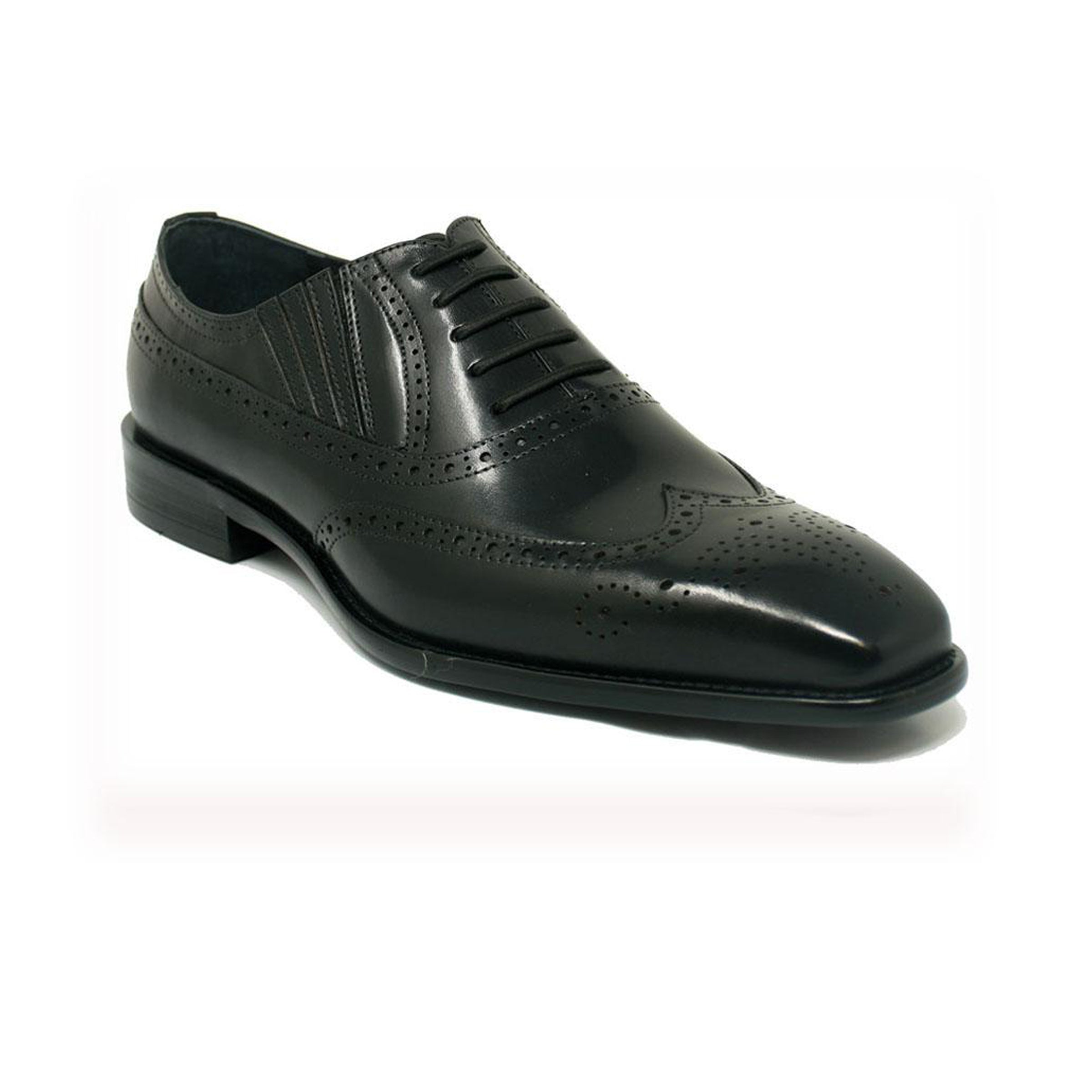 Mens Carrucci Burnished Leather Classic 1920's Wingtip Dress Shoe in Cognac