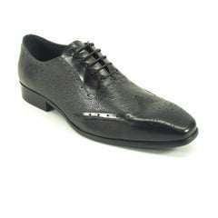 Mens Carrucci Caviar Leather Wingtip Dress Shoe in Cognac