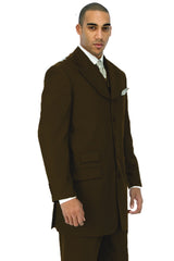 Mens Vested 5 Button Wide Notch Lapel Suit in Brown