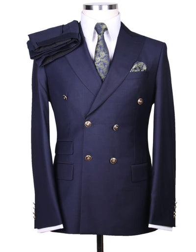 Designer Mens Double Breasted Gold Button Suit in Navy 1   - from alligatorwarehouse.com