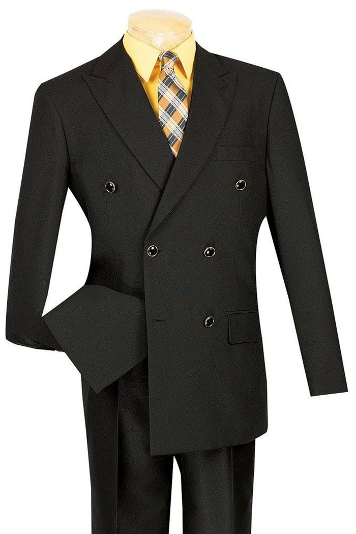 Mens Double Breasted Rayon Fabric Dress Blazer in Black