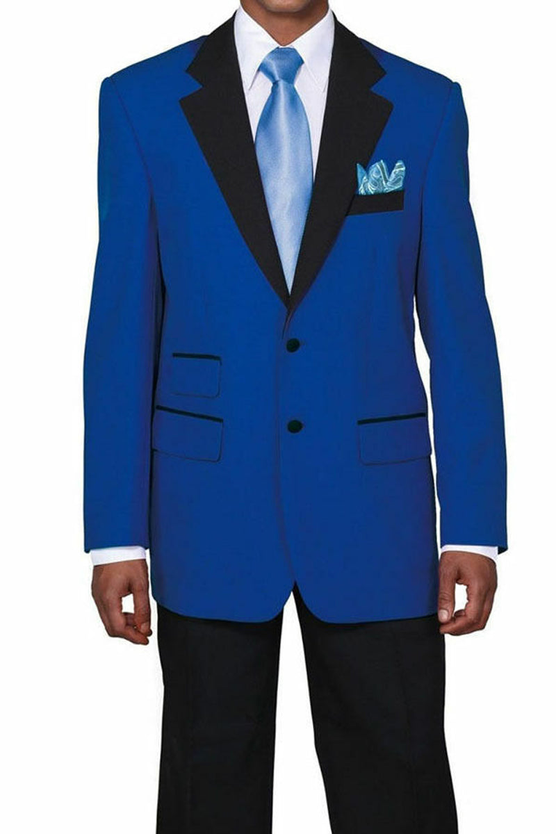 Mens 2 Button Tuxedo with Black Lapel in Royal Blue