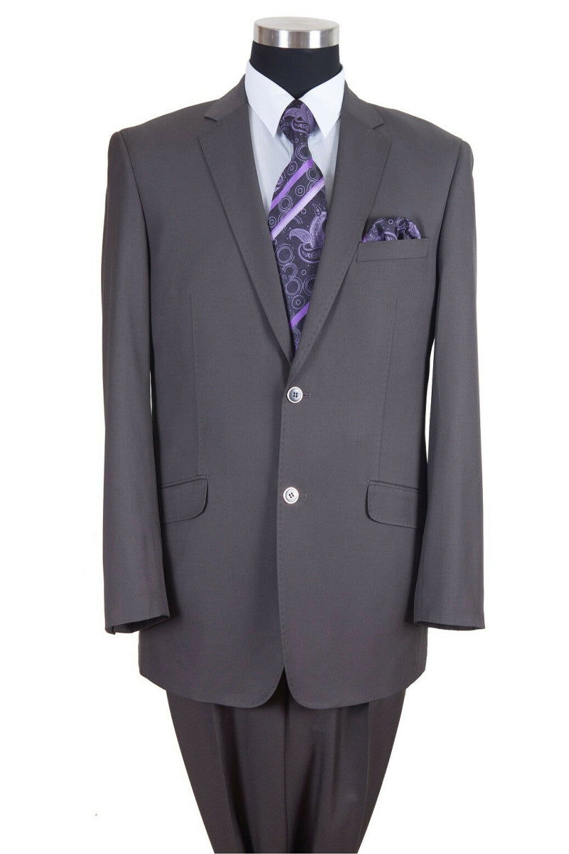 Mens Classic 2 Button Wool Feel Notch Lapel Suit in Grey