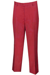 Mens Modern Fit Flat Front Dress Slacks in Burgundy