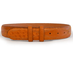 Mens Ferrini 1½" Ostrich Patchwork Dress Belt in Cognac