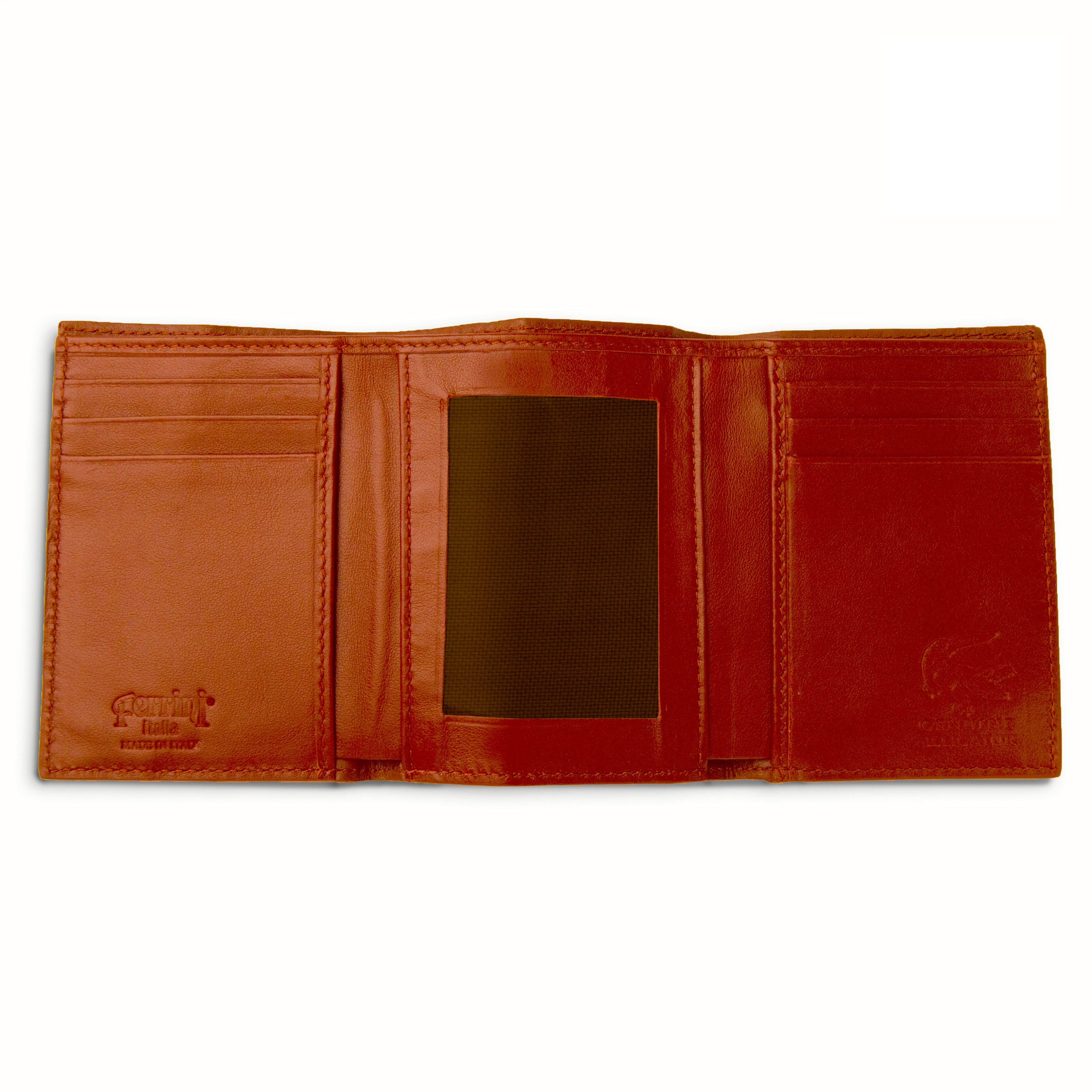 Mens Alligator Trifold Wallet in Cognac