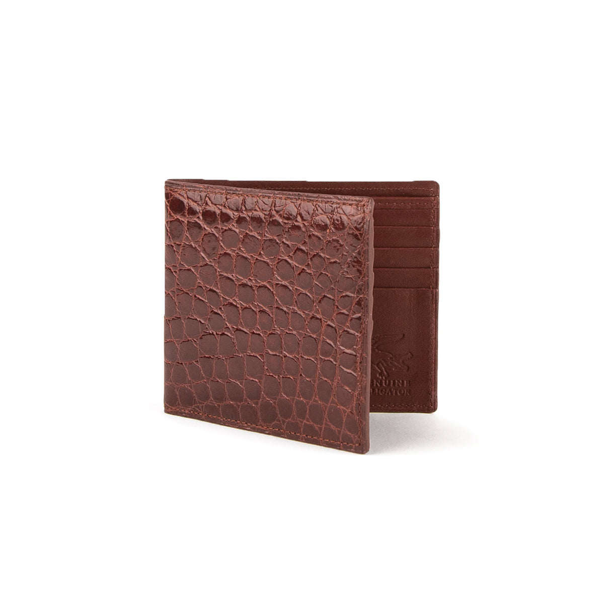 Mens Alligator Billfold Wallet in Cognac