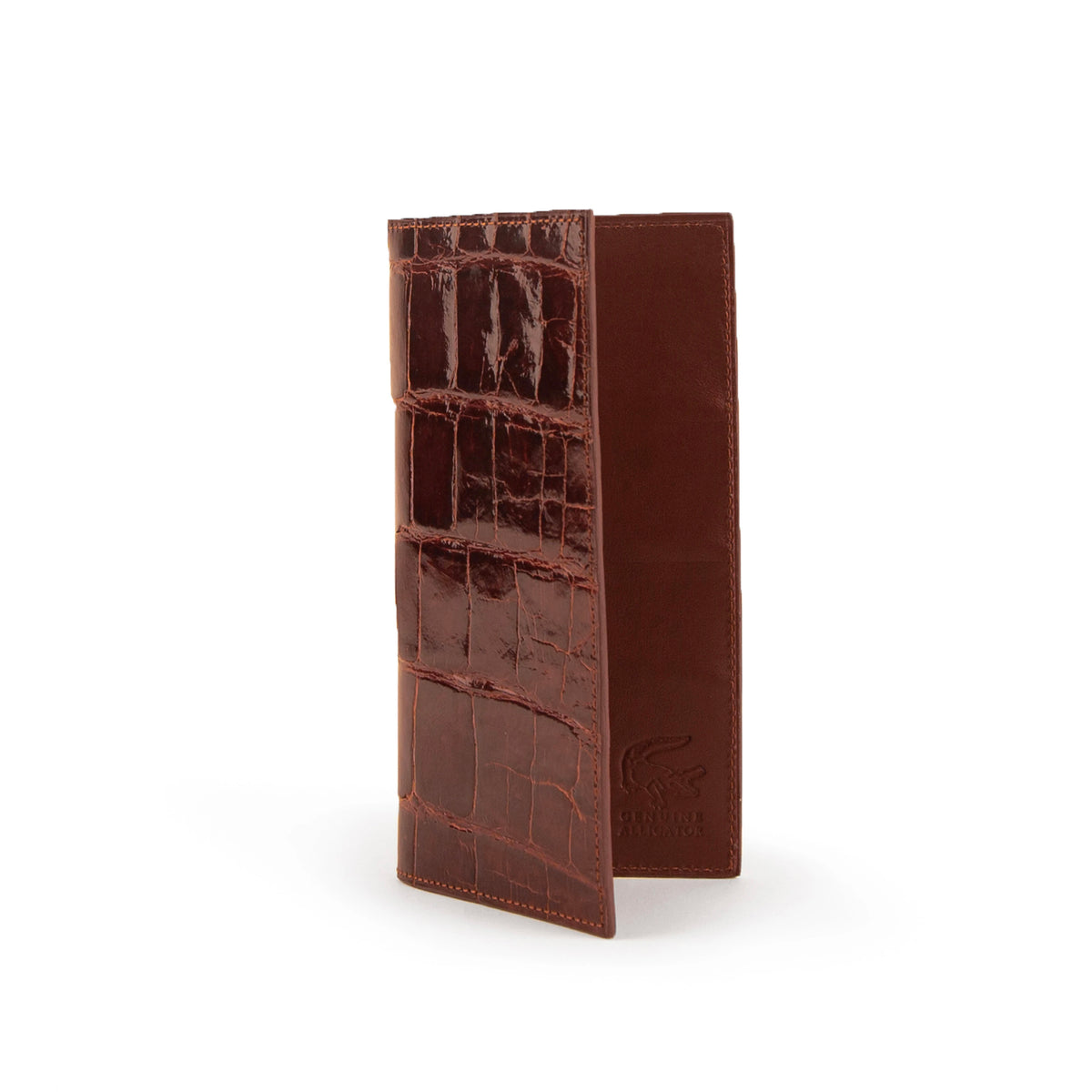 Alligator Checkbook Holder in Cognac