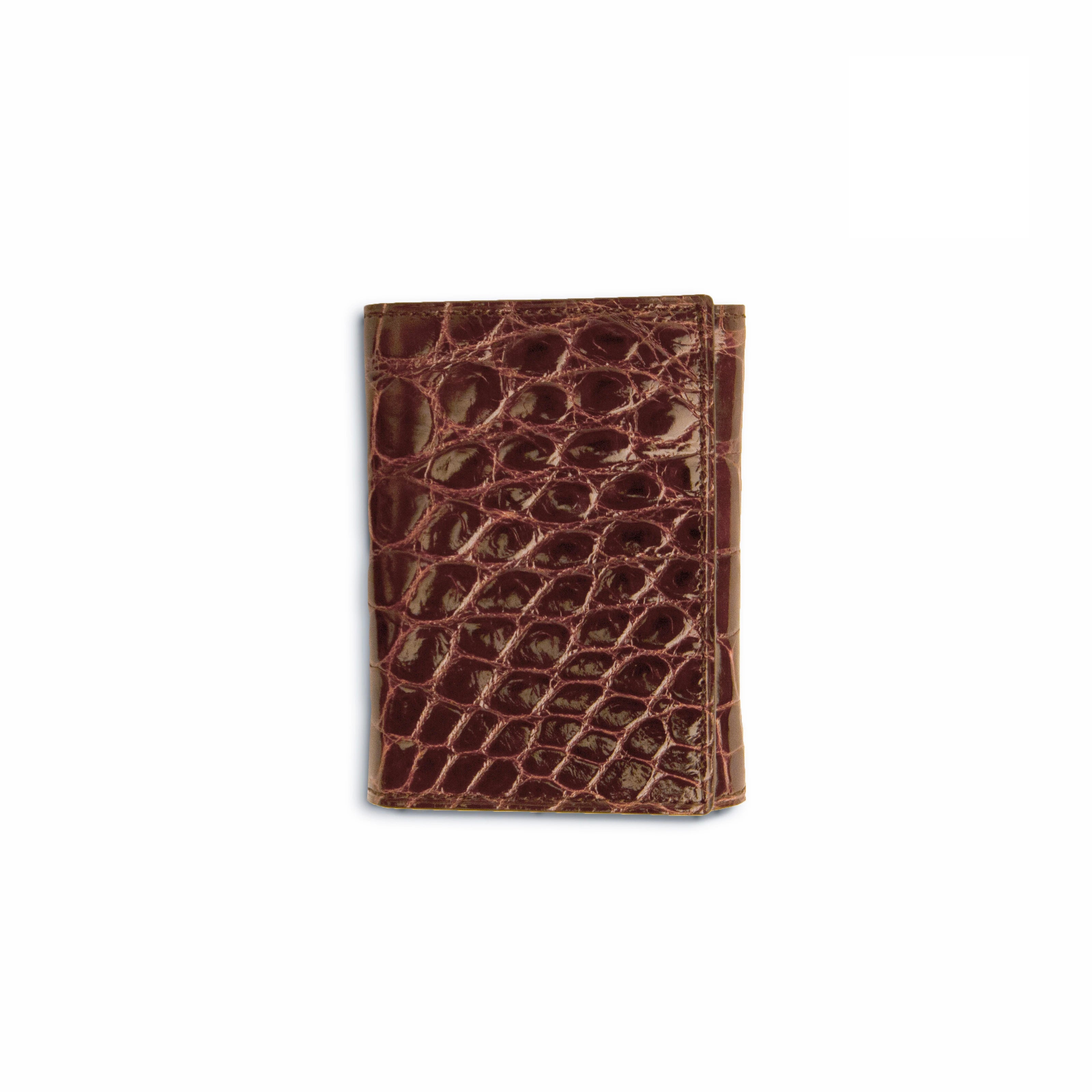 Mens Full Alligator Trifold Wallet in Brown