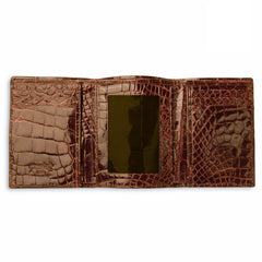 Mens Full Alligator Trifold Wallet in Brown