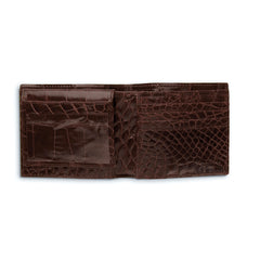 Mens Full Alligator Billfold Wallet in Brown