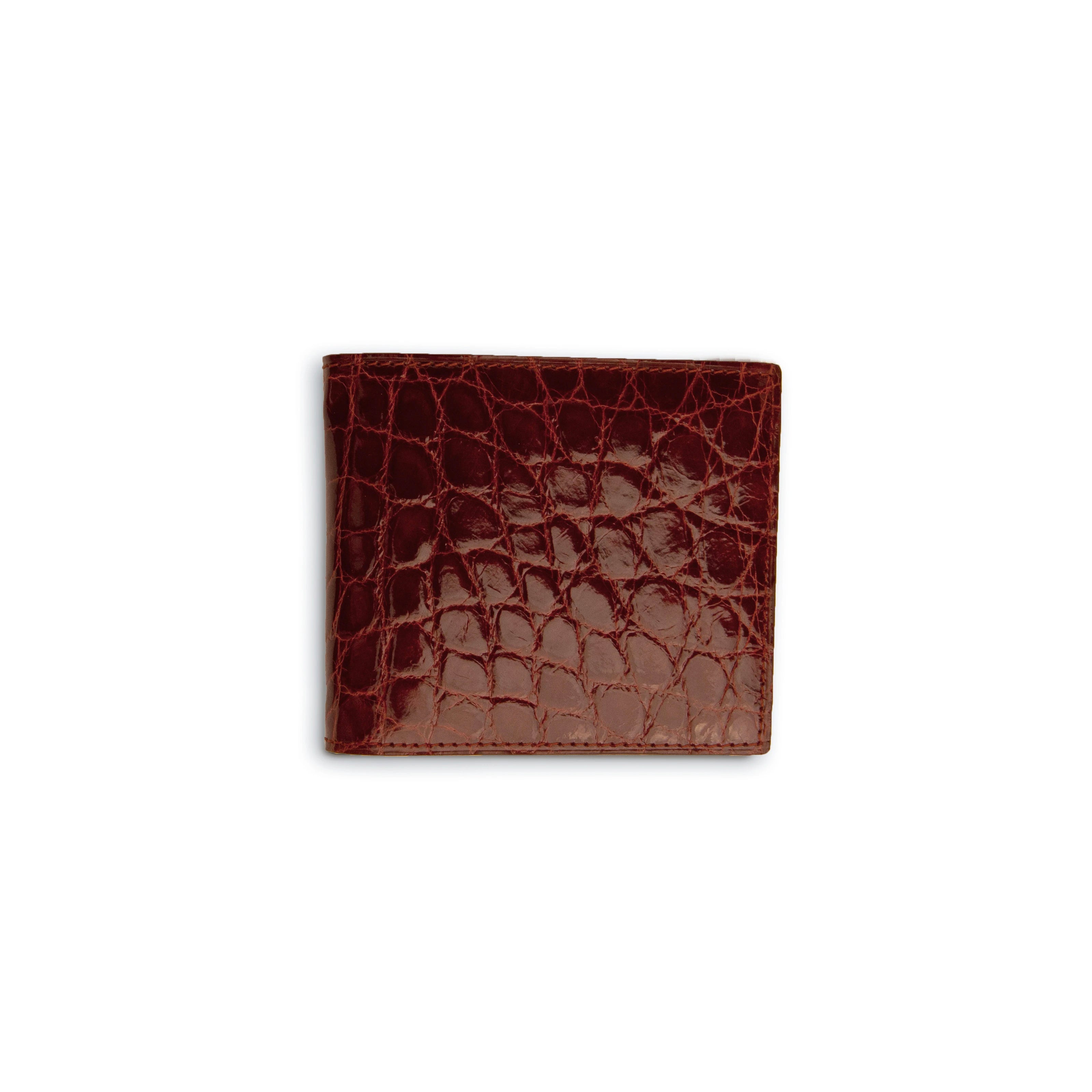 Mens Full Alligator Billfold Wallet in Cognac