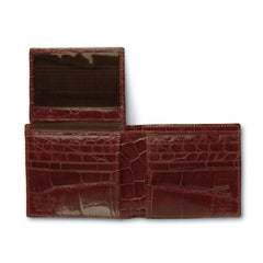 Mens Full Alligator Billfold Wallet in Cognac