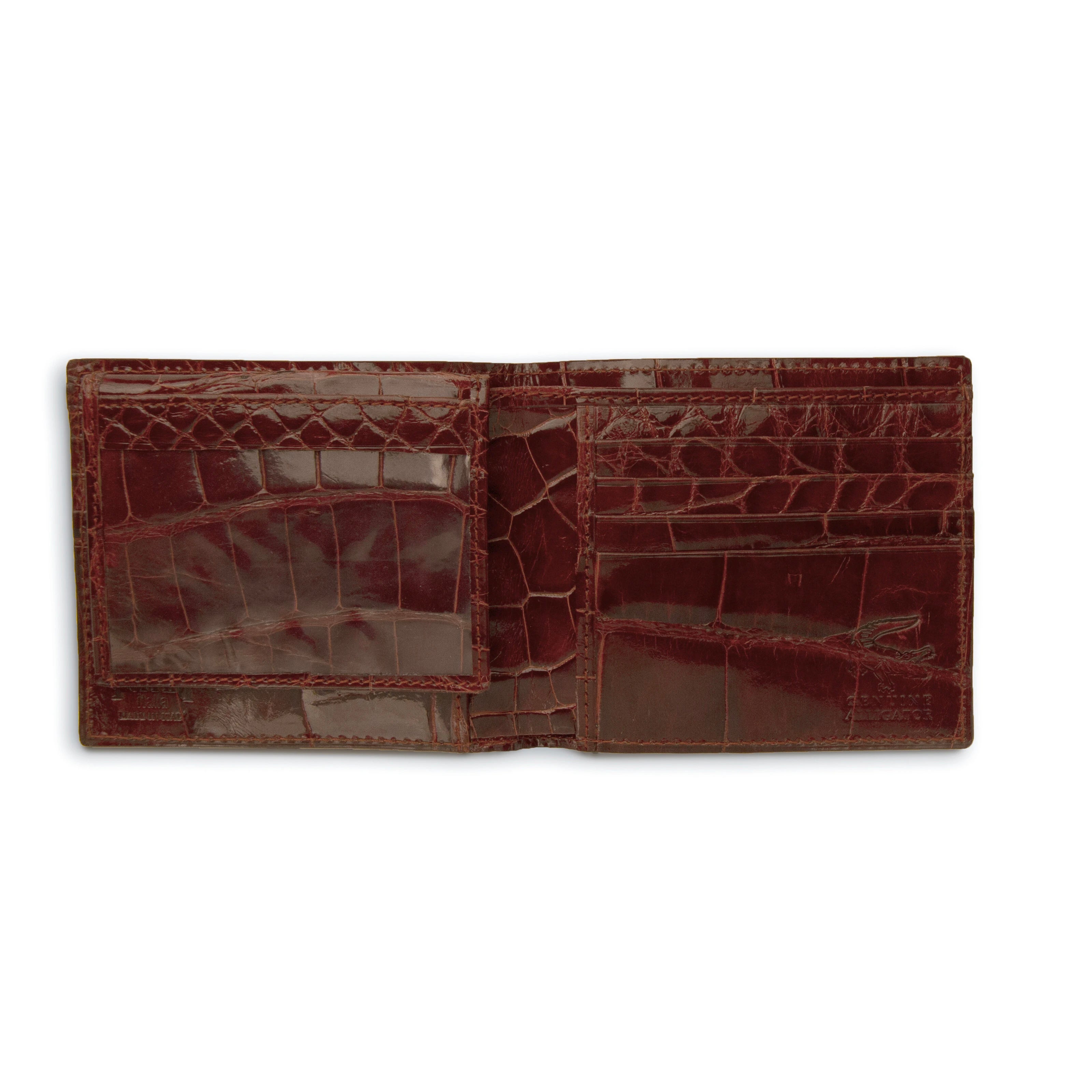 Mens Full Alligator Billfold Wallet in Cognac