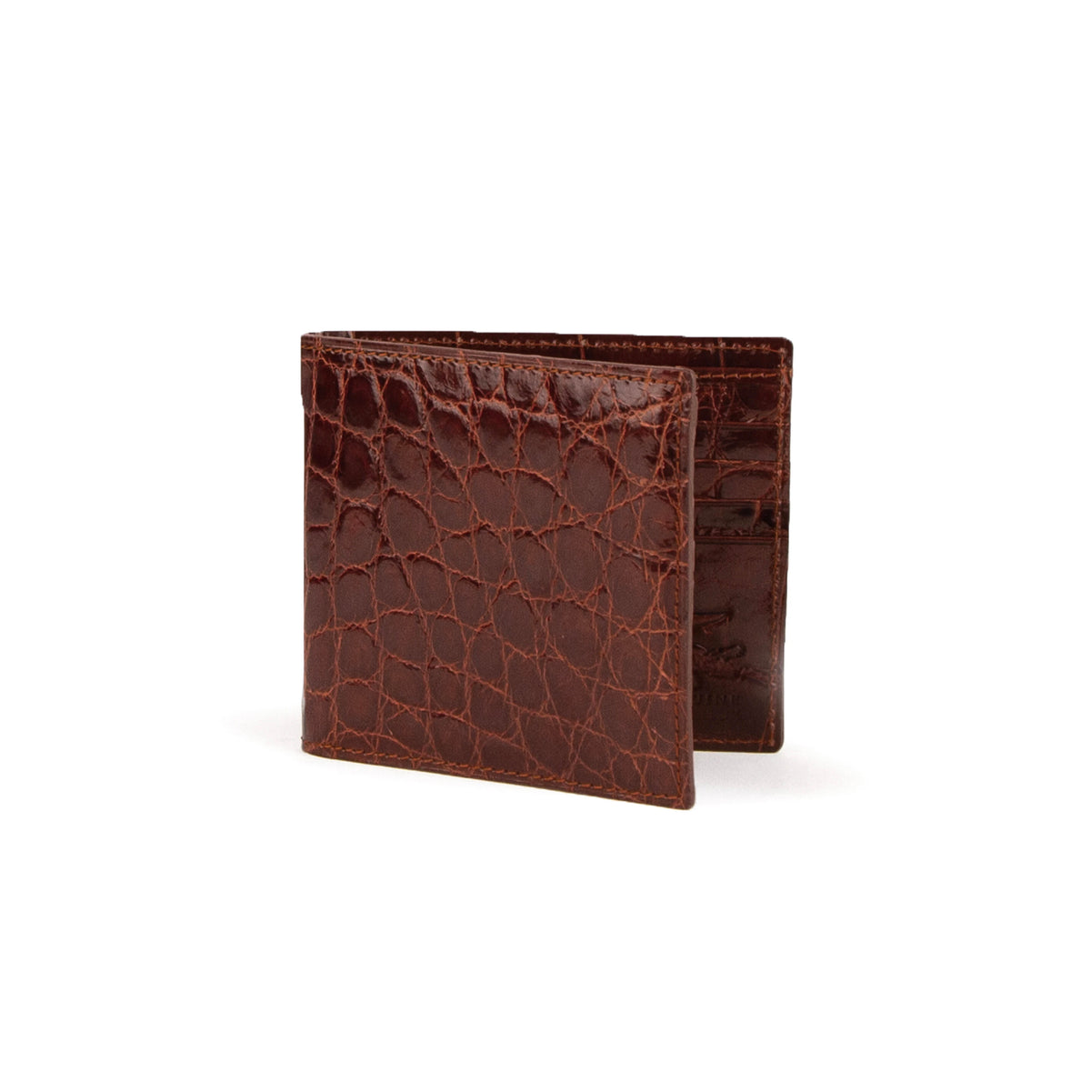 Mens Full Alligator Billfold Wallet in Cognac