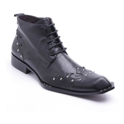 Mens Leather Ankle Boot in Black