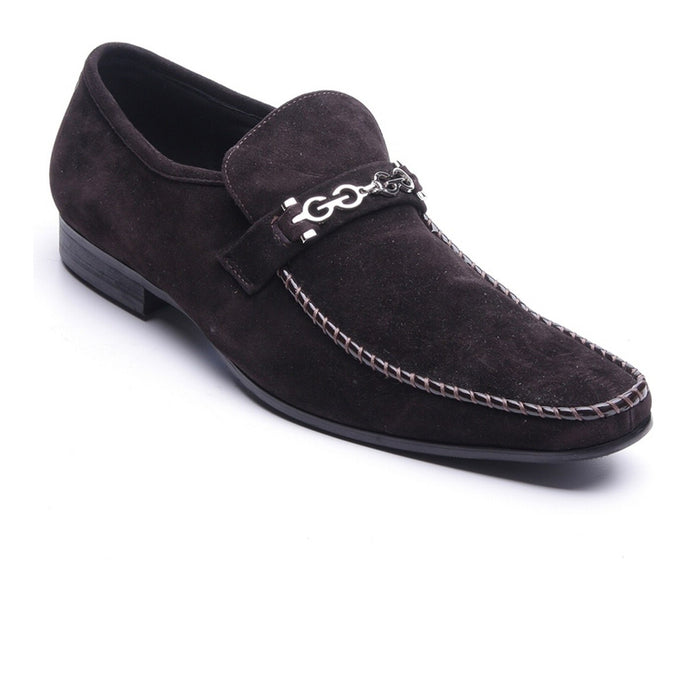 Mens Suede Slip On Dress Shoe Loafer in Black