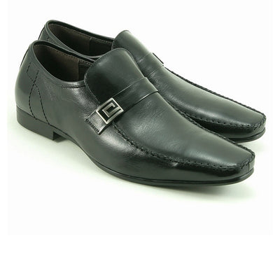 Mens Leather Slip On Dress Shoe Loafer in Black