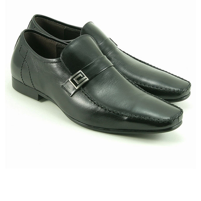 Mens Leather Slip On Dress Shoe Loafer in Black