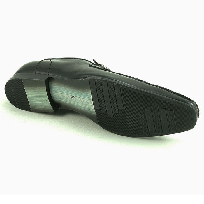 Mens Leather Slip On Dress Shoe Loafer in Black