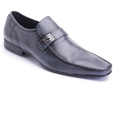Mens Leather Slip On Dress Shoe Loafer in Navy