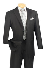 Mens Basic 2 Button Modern Fit Suit in Black