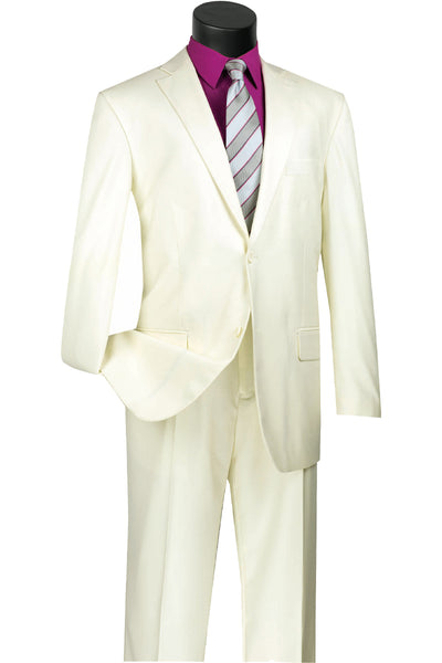 Mens 2 Button Classic Fit Pleated Pant Suit in Ivory 1 SO12TR_IVORY_42L  - from alligatorwarehouse.com