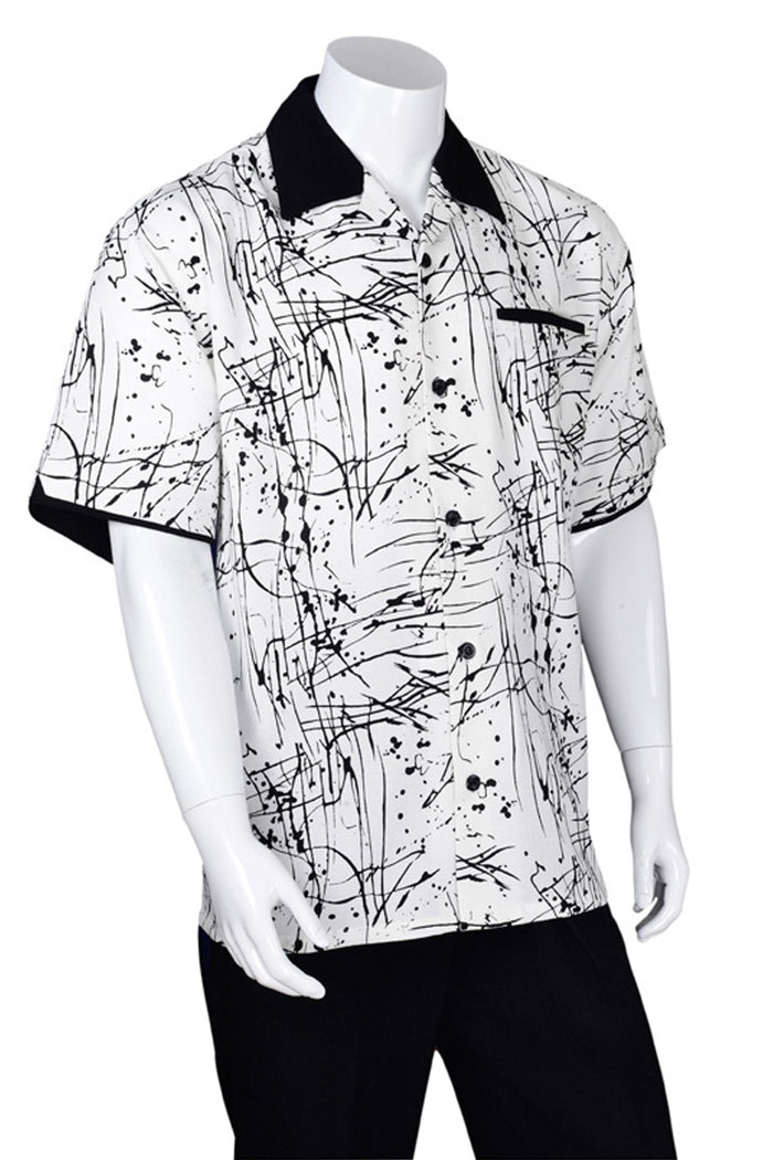 Mens Splatter Print Leisure Walking Suit in Black
