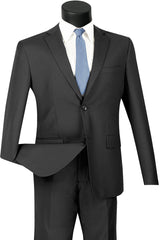 Mens Ultra Slim Fit Wool Feel Suit in Black