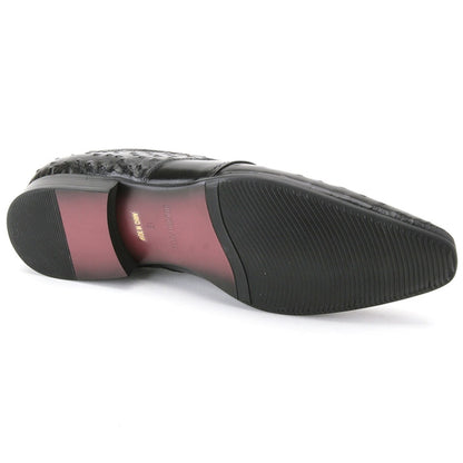 Mens Zota Leather Ostrich Print Slip On Loafer Dress Shoe in Black