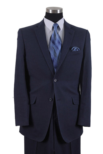 Mens 2 Button 100% Linen Navy Suit 1 L613-Navy-38R  - from alligatorwarehouse.com