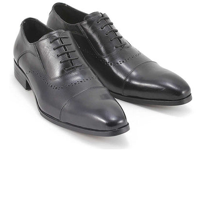 Mens Zota Leather Oxford Lace Up Dress Shoe in Black