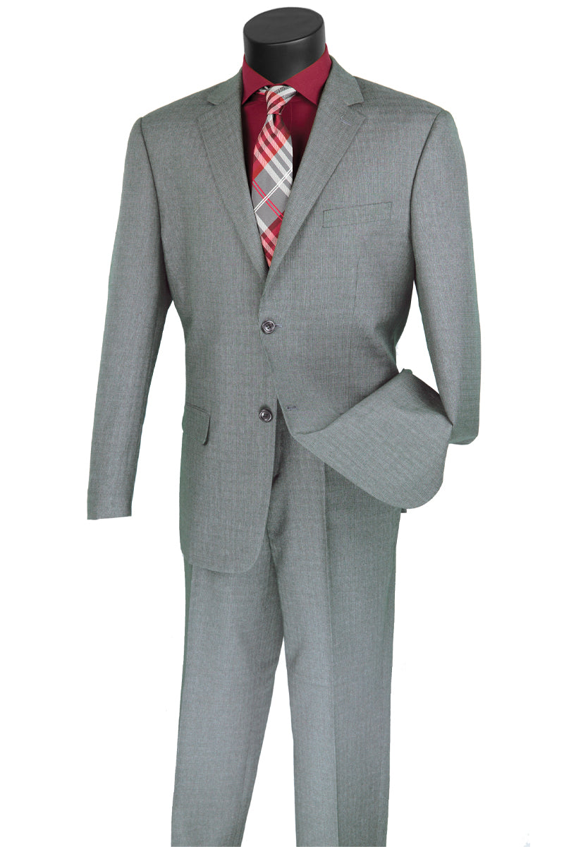 Mens 2 Button Modern Textured Weave Suit in Grey