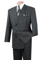 Mens Classic Poplin Double Breasted Suit in Charcoal