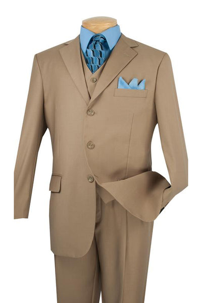 Mens Classic 3 Button Vested Dress Suit in Tan 1 5802V-Tan-38R  - from alligatorwarehouse.com