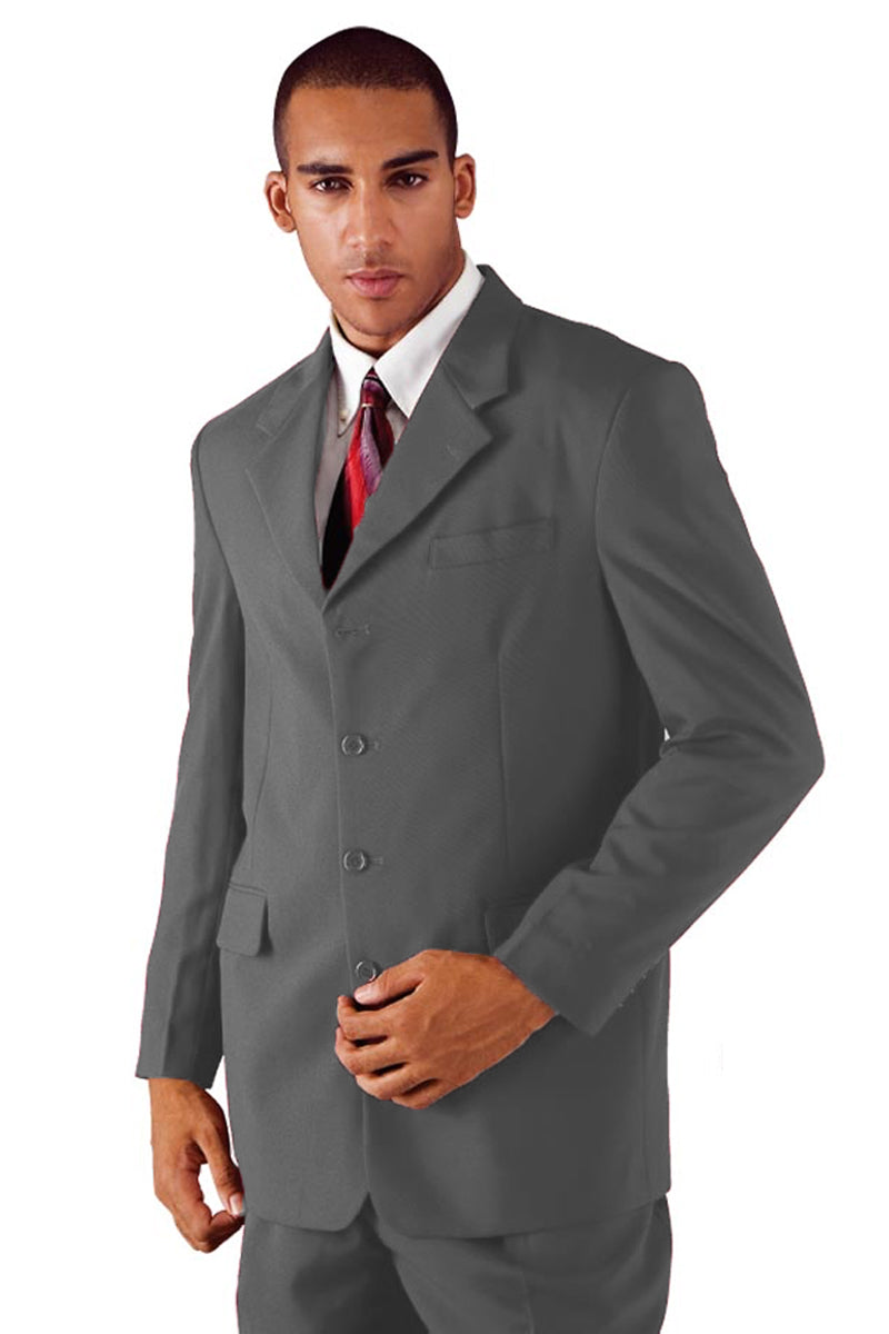 Mens 4 Button Polyester Fashion Suit in Grey