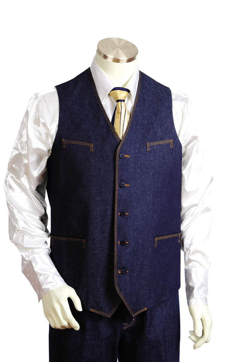 Classic Navy Blue Men Suits | Business Slim Fit Tuxedo with 4 Pieces  (Jacket vest pants shirt) | Allaboutsuit
