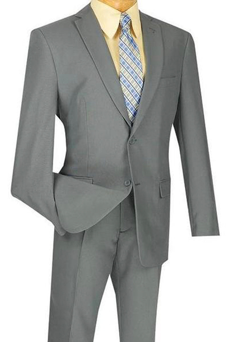 Mens 2 Button Slim Fit Poplin Suit in Grey