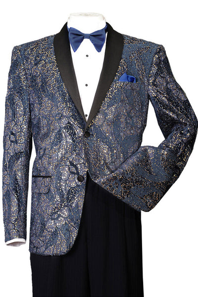 Mens 2 Button Paisley Glitter Tuxedo in Navy 1 T816-Navy-38R  - from alligatorwarehouse.com