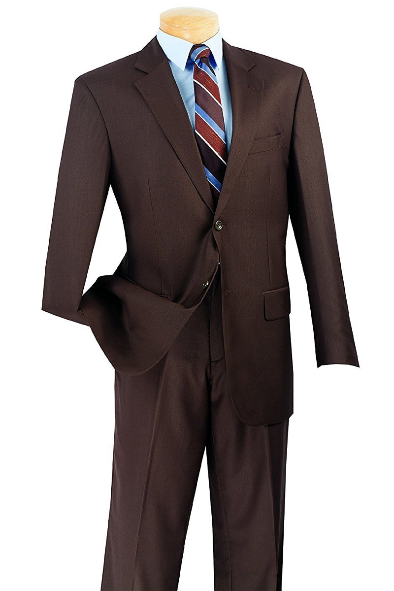 Mens Basic 2 Button Modern Fit Suit in Brown