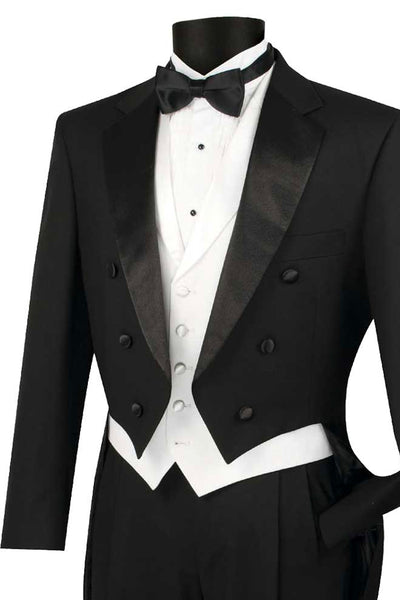 Mens Classic Black Tail Tuxedo with White Vest 9 T-2X_BLACK_36S  - from alligatorwarehouse.com