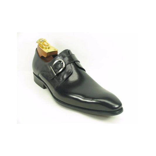 Mens Carrucci Classic Leather Fade Single D-Buckle Monk Strap Dress Shoe in Emerald Green