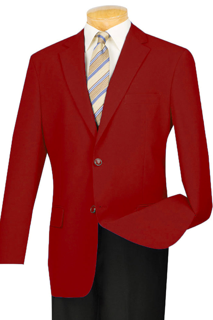 Mens 2 Button Rayon Fabric Dress Blazer in Burgundy