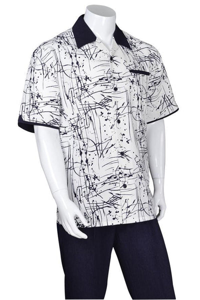 Mens Splatter Print Leisure Walking Suit in Navy 1 M2962-Navy-S  - from alligatorwarehouse.com