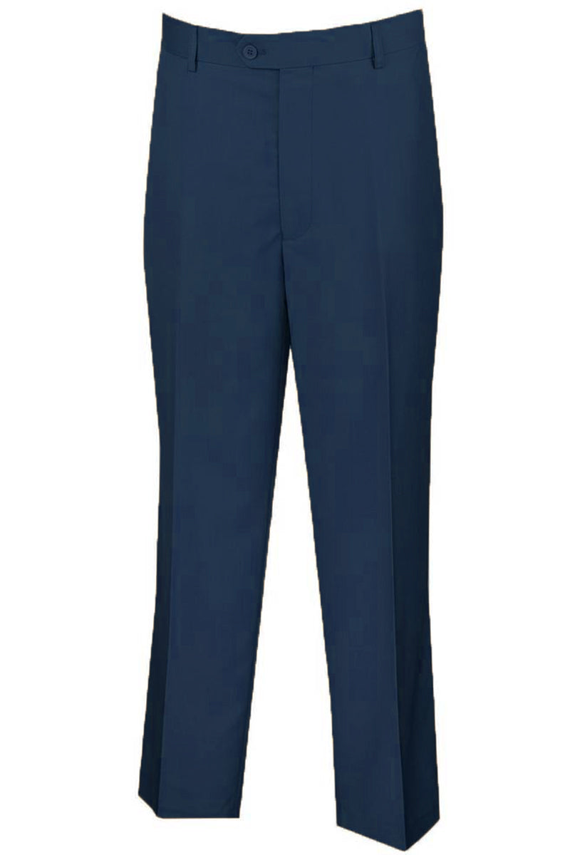 Mens Modern Fit Flat Front Dress Slacks in Navy