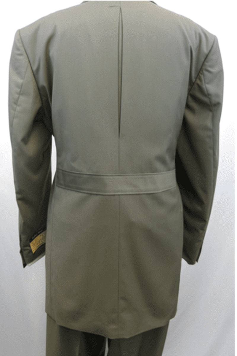 Mens 4 Button Double Breasted Vest Suit in Oilve