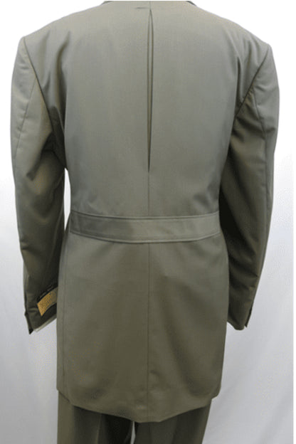 Mens 4 Button Double Breasted Vest Suit in Oilve